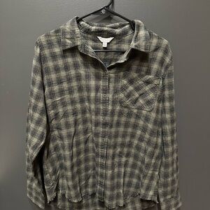Lucky Brand Top | One Pocket Button-Up Shirt | Small | Green Plaid